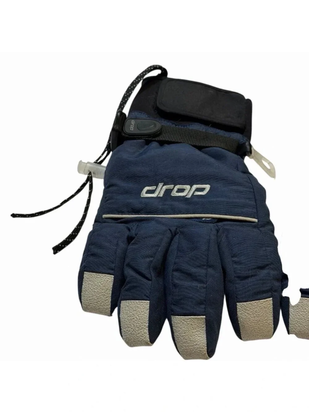 Drop Gloves Women's Medium Navy Gray Colorblock Lined Adjustable Strap